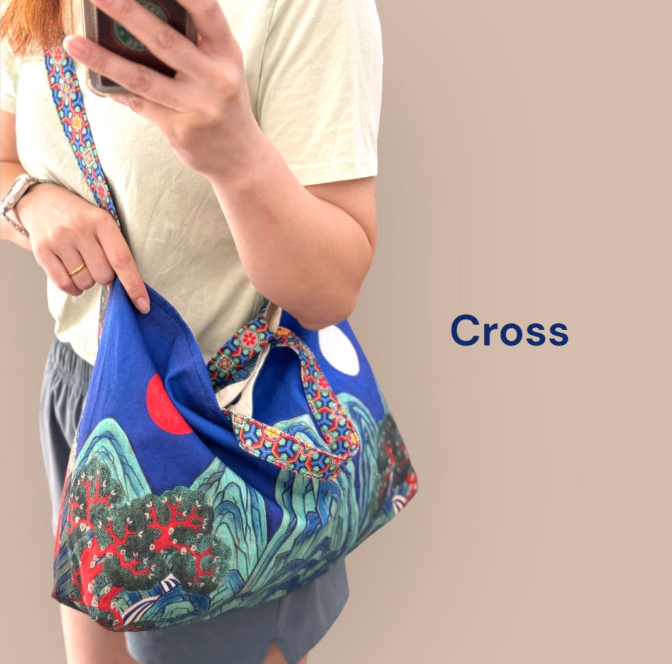 🇰🇷일월오봉도 린넨 숄더백 100%핸드메이드 전통패턴 에코백/Ilwolobongdo Linen Shoulder Bag