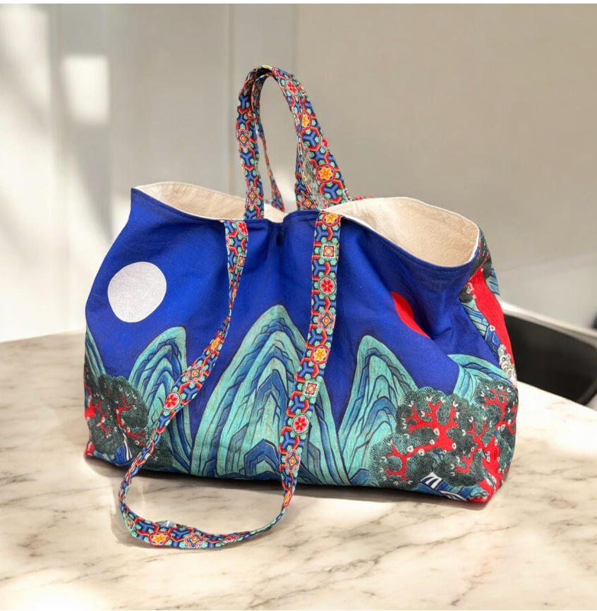 🇰🇷일월오봉도 린넨 숄더백 100%핸드메이드 전통패턴 에코백/Ilwolobongdo Linen Shoulder Bag