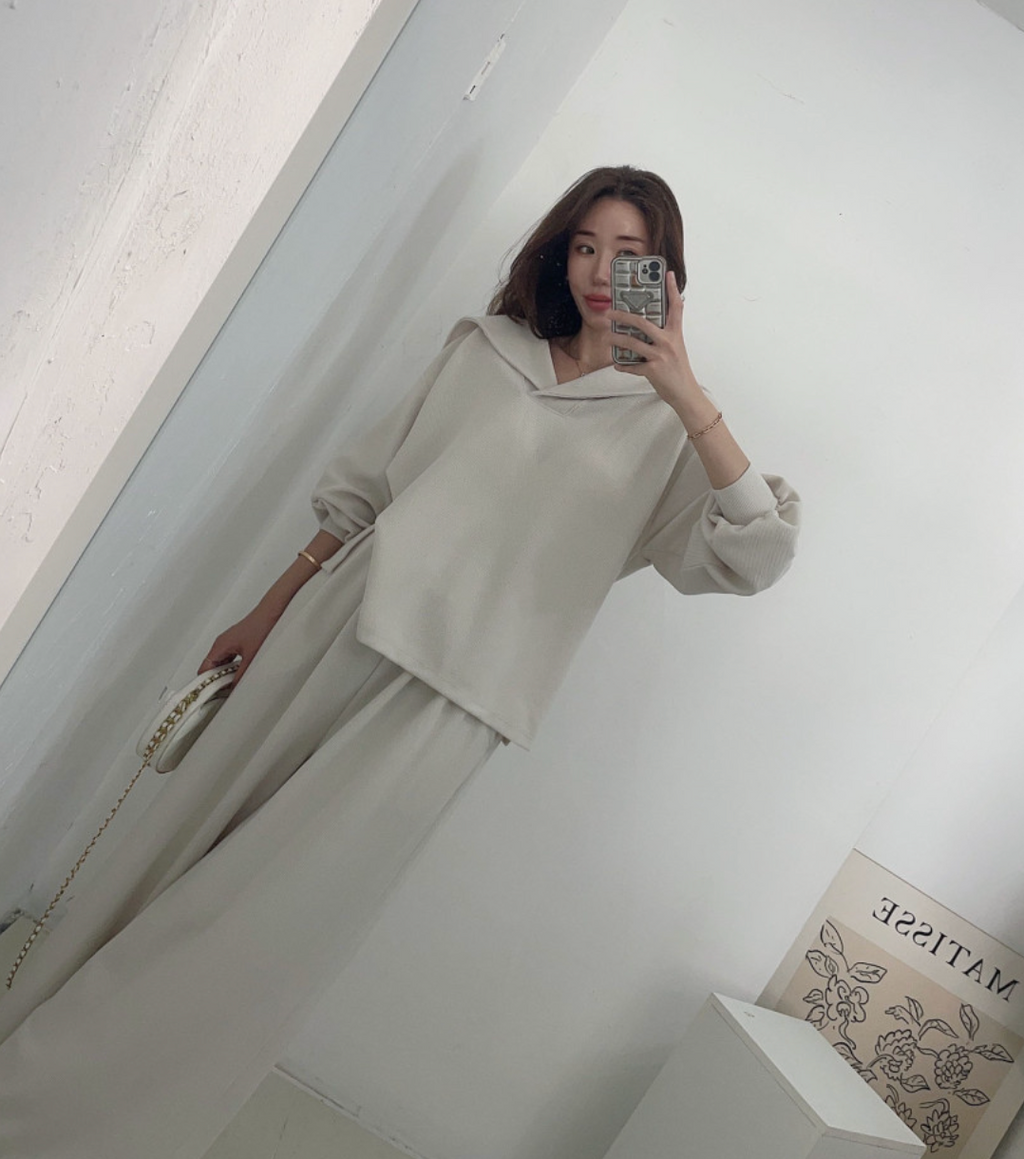 [88가능]러블리 세라 카라 니트 와이드 팬츠 세트 | Lovely Sera Collar Knit Wide Pants Set (3 Colors)