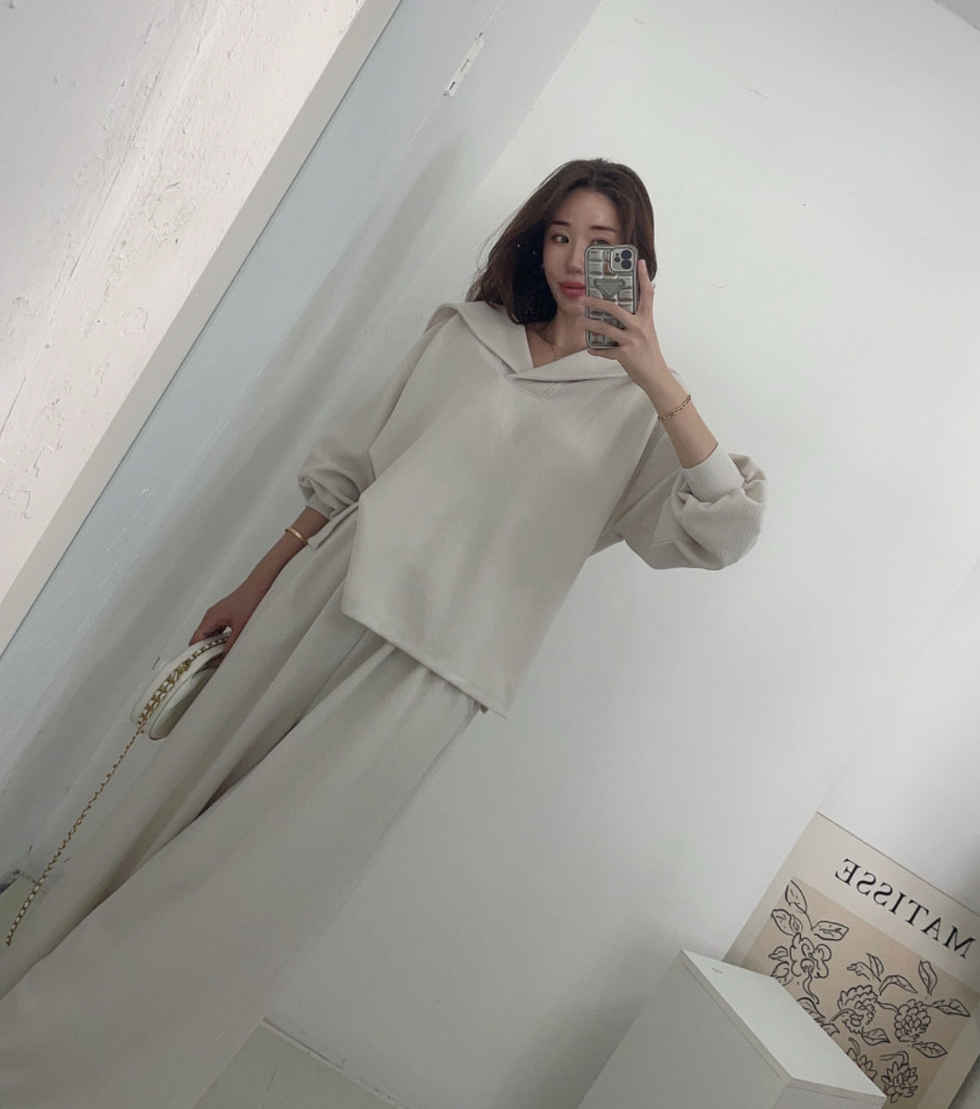 [88가능]러블리 세라 카라 니트 와이드 팬츠 세트 | Lovely Sera Collar Knit Wide Pants Set (3 Colors)