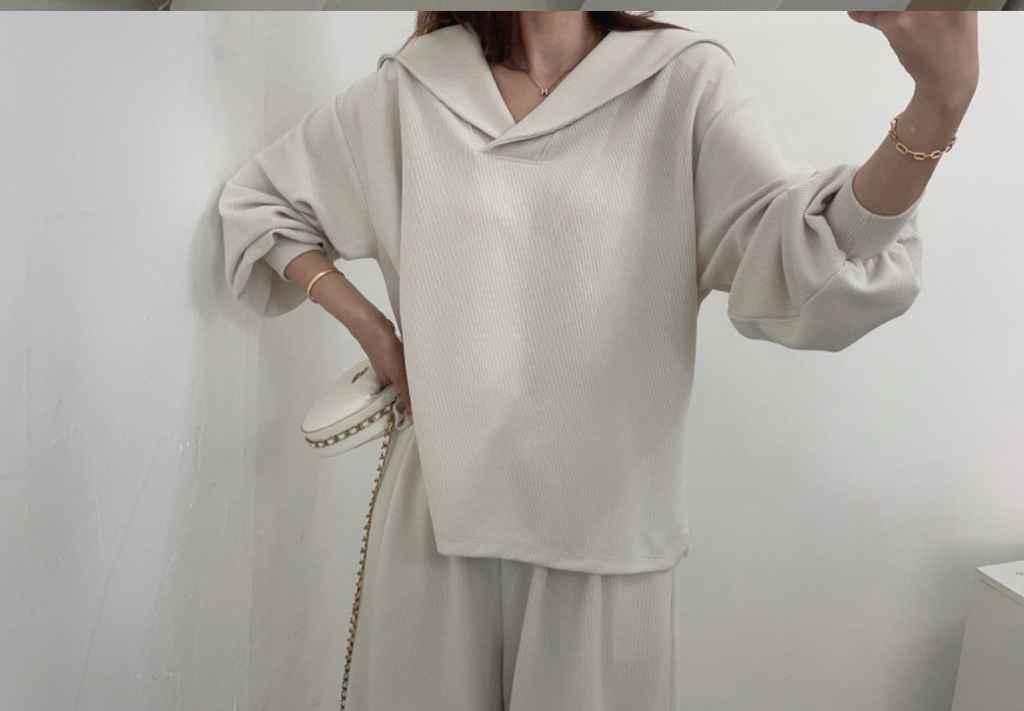 [88가능]러블리 세라 카라 니트 와이드 팬츠 세트 | Lovely Sera Collar Knit Wide Pants Set (3 Colors)