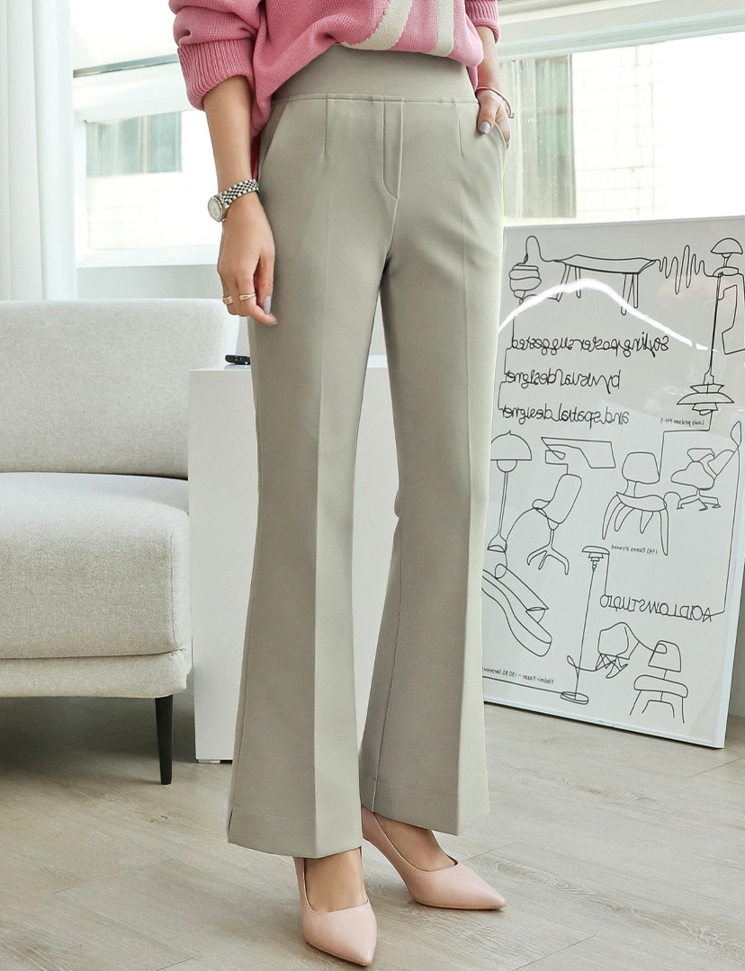 [S~XL]기모 최강스판 밴딩 부츠컷 슬랙스 | Fleece-Lined Ultra Stretch Banding Bootcut Slacks (Winter Only)