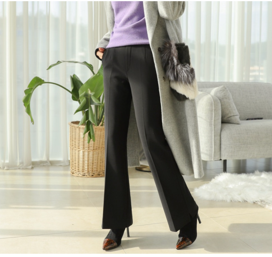 [S~XL]기모 최강스판 밴딩 부츠컷 슬랙스 | Fleece-Lined Ultra Stretch Banding Bootcut Slacks (Winter Only)