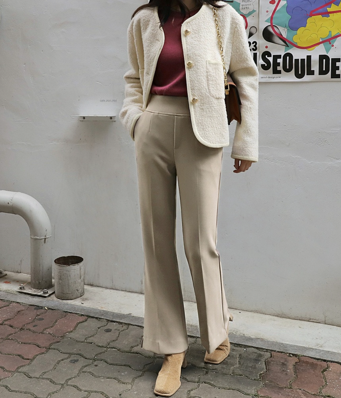 [S~XL]기모 최강스판 밴딩 부츠컷 슬랙스 | Fleece-Lined Ultra Stretch Banding Bootcut Slacks (Winter Only)