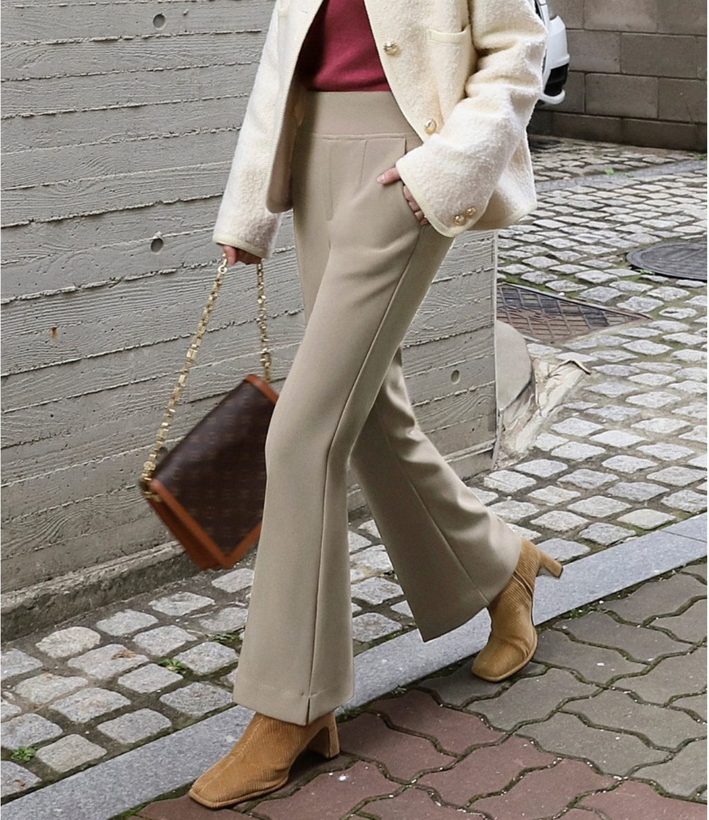 [S~XL]기모 최강스판 밴딩 부츠컷 슬랙스 | Fleece-Lined Ultra Stretch Banding Bootcut Slacks (Winter Only)
