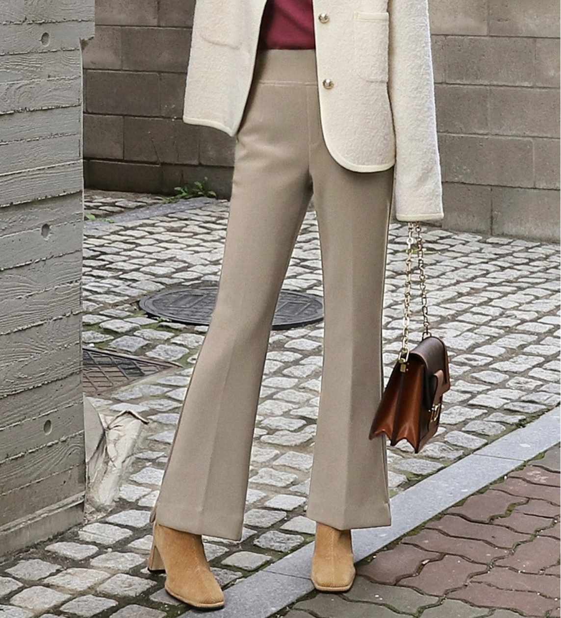 [S~XL]기모 최강스판 밴딩 부츠컷 슬랙스 | Fleece-Lined Ultra Stretch Banding Bootcut Slacks (Winter Only)