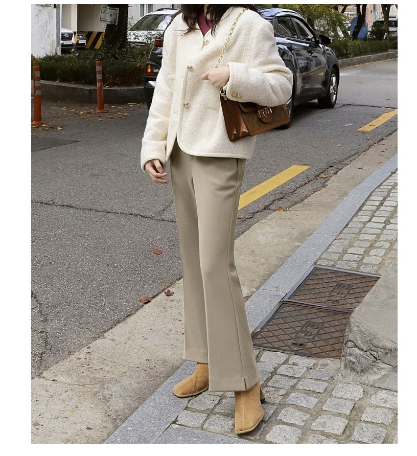 [S~XL]기모 최강스판 밴딩 부츠컷 슬랙스 | Fleece-Lined Ultra Stretch Banding Bootcut Slacks (Winter Only)