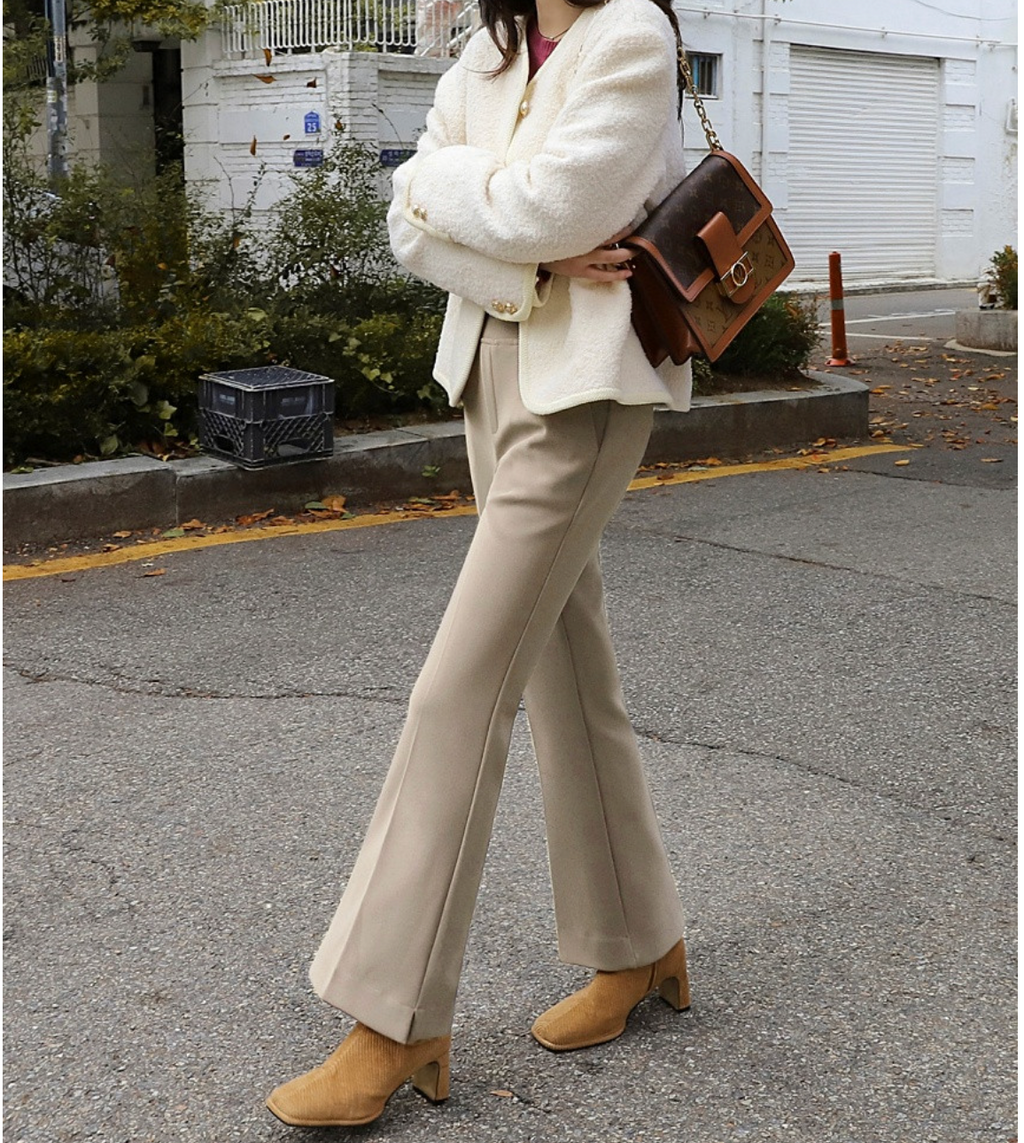 [S~XL]기모 최강스판 밴딩 부츠컷 슬랙스 | Fleece-Lined Ultra Stretch Banding Bootcut Slacks (Winter Only)