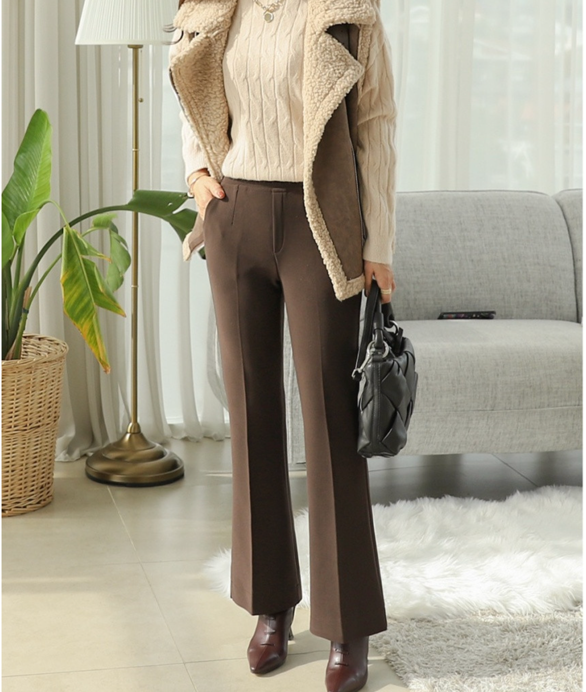 [S~XL]기모 최강스판 밴딩 부츠컷 슬랙스 | Fleece-Lined Ultra Stretch Banding Bootcut Slacks (Winter Only)