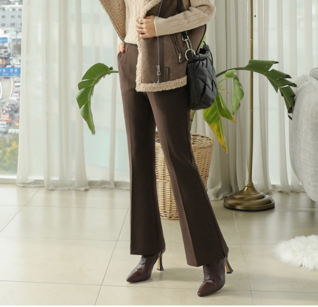 [S~XL]기모 최강스판 밴딩 부츠컷 슬랙스 | Fleece-Lined Ultra Stretch Banding Bootcut Slacks (Winter Only)