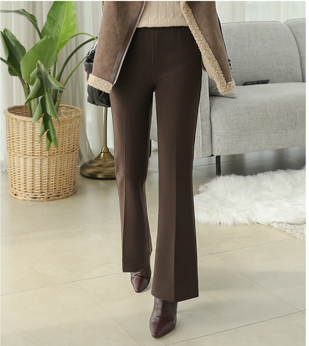 [S~XL]기모 최강스판 밴딩 부츠컷 슬랙스 | Fleece-Lined Ultra Stretch Banding Bootcut Slacks (Winter Only)