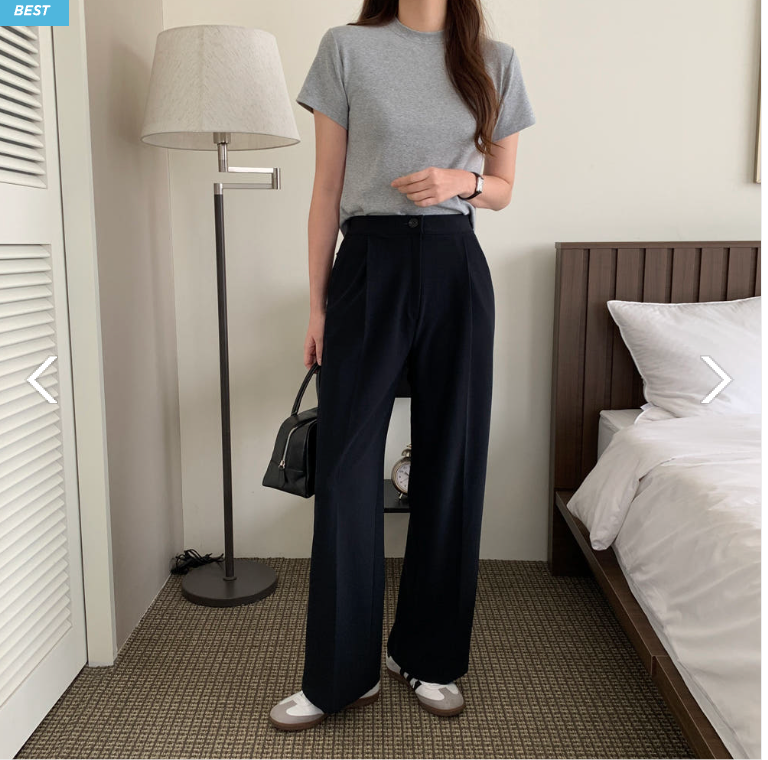 [S~XL]기모 하이웨이스트 밴딩 와이드 슬랙스 | Fleece-Lined High-Waist Banding Wide Slacks (Winter Only)