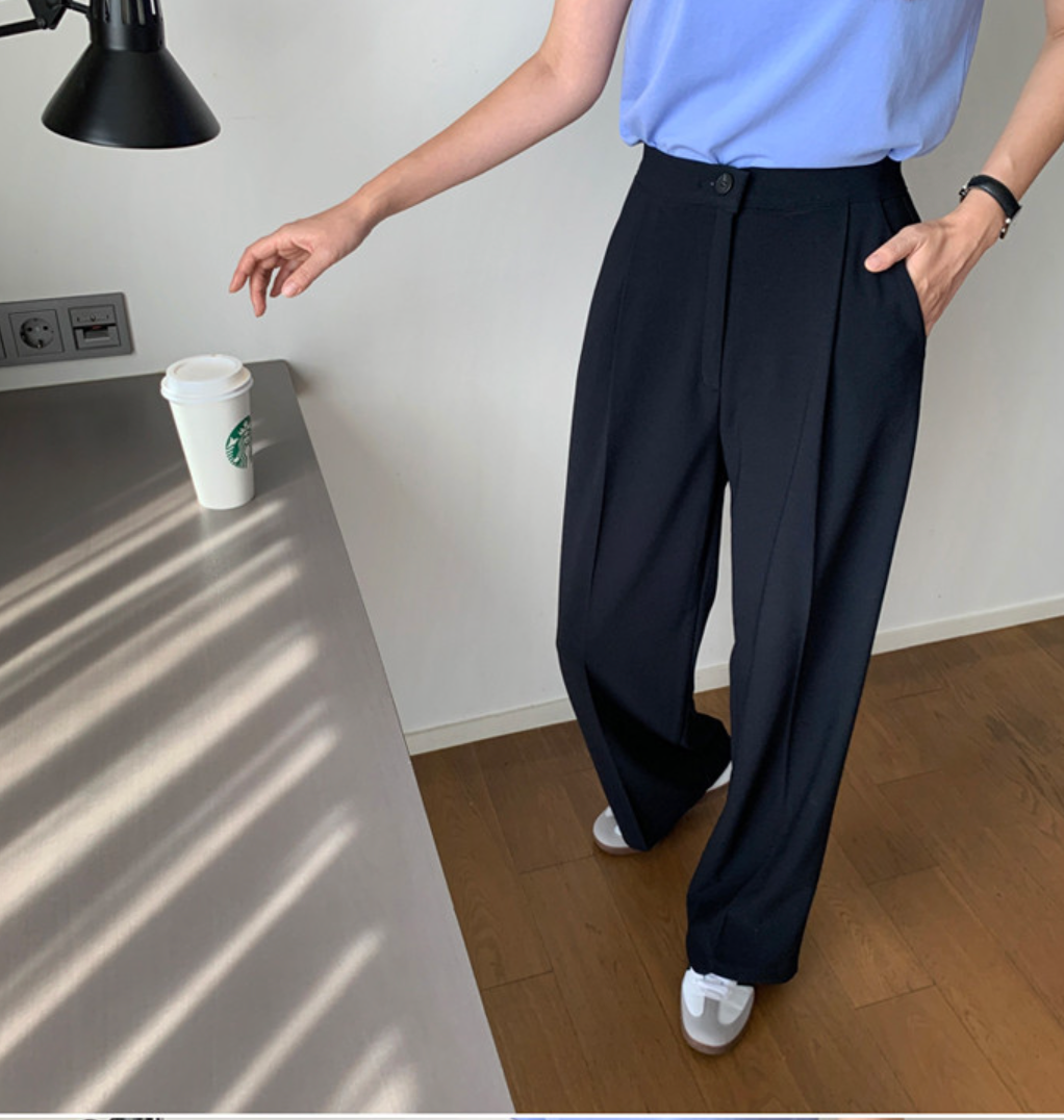 [S~XL]기모 하이웨이스트 밴딩 와이드 슬랙스 | Fleece-Lined High-Waist Banding Wide Slacks (Winter Only)