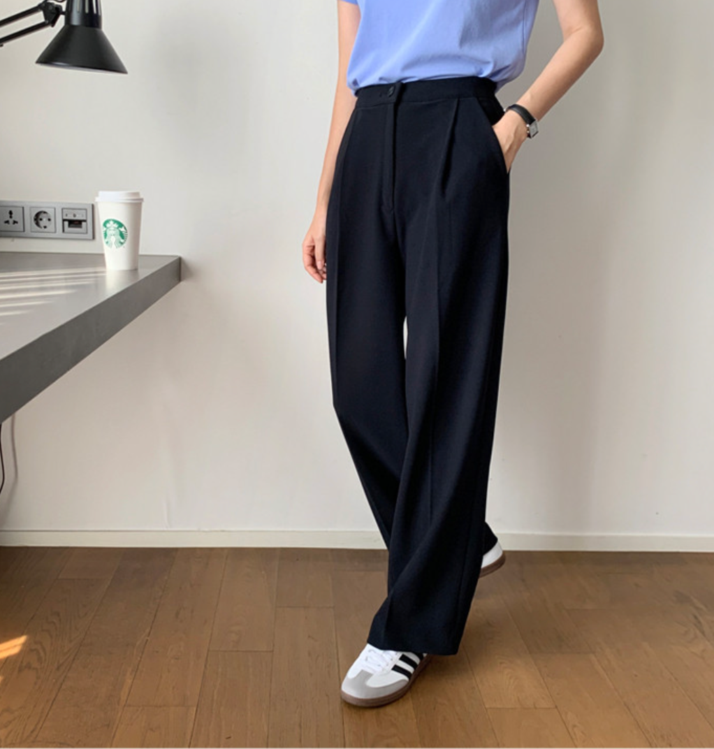 [S~XL]기모 하이웨이스트 밴딩 와이드 슬랙스 | Fleece-Lined High-Waist Banding Wide Slacks (Winter Only)