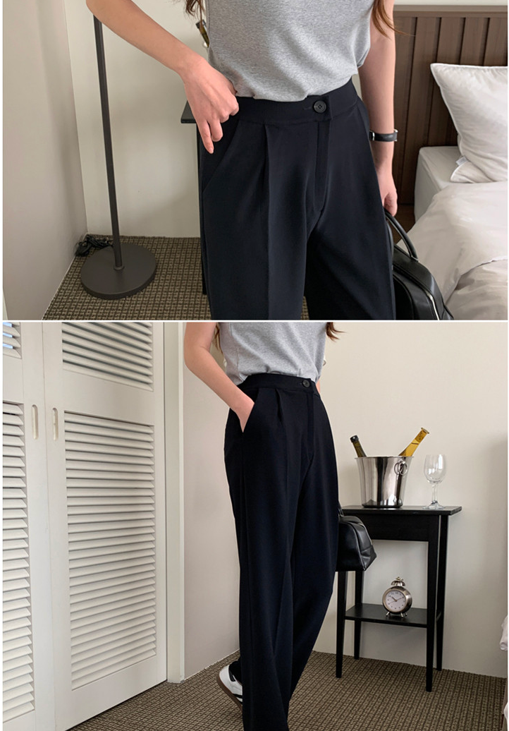 [S~XL]기모 하이웨이스트 밴딩 와이드 슬랙스 | Fleece-Lined High-Waist Banding Wide Slacks (Winter Only)