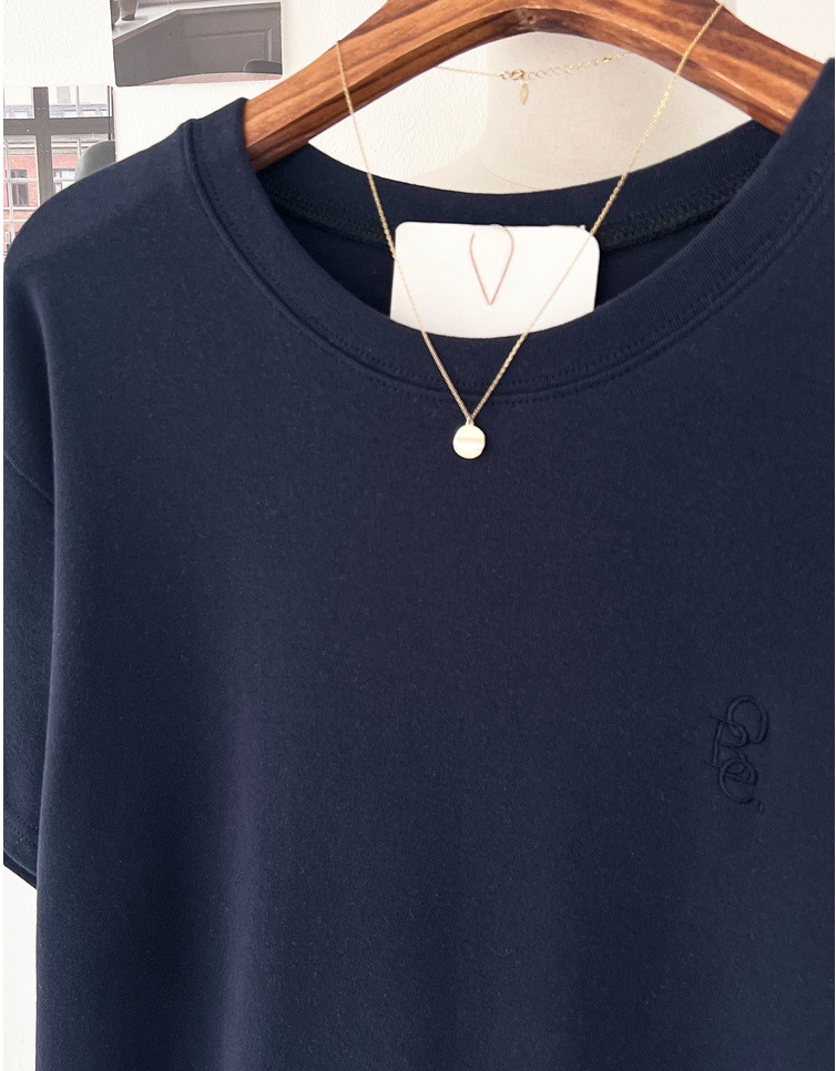 기모반팔티 심플 레터링 자수 여성 반팔 티셔츠 Fleece Embroidered Short-Sleeve T-Shirt