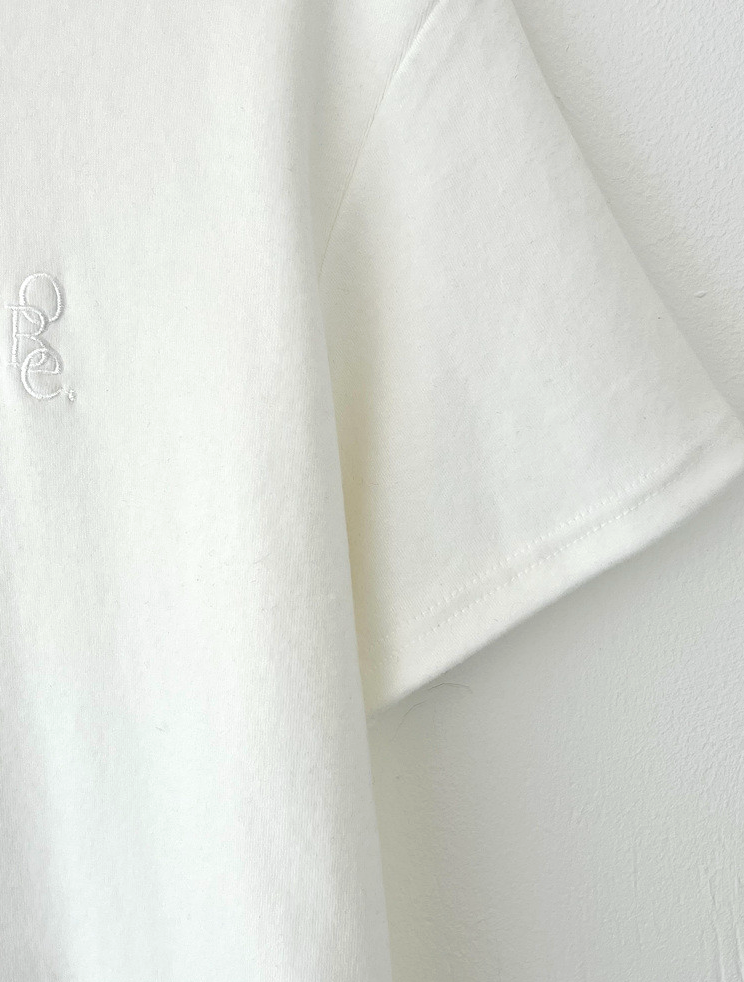 기모반팔티 심플 레터링 자수 여성 반팔 티셔츠 Fleece Embroidered Short-Sleeve T-Shirt