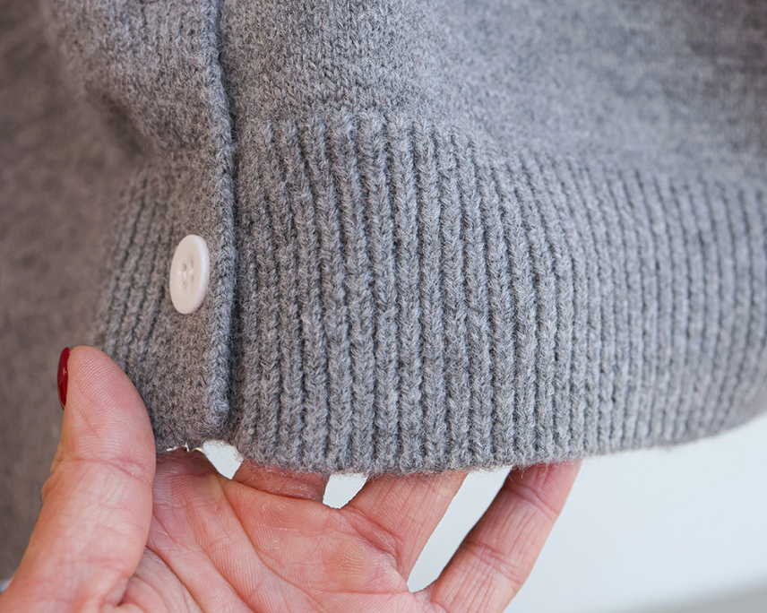 [66까지][푸랑츠]스트라이프 배색 데님 카라 셔츠 레이어드 니트 가디건 |Denim-Collar Layered Knit Cardigan