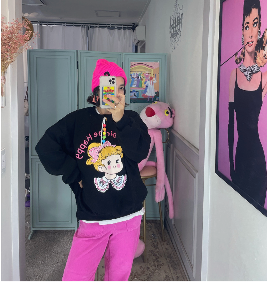 [88가능][메이퍼플] 러블리걸 MTM (양기모) |  Lovely Girl Brushed Sweatshirt(Black only)