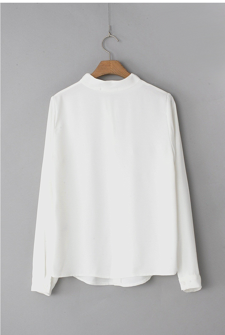 [66까지][메이드101]프릴넥 셔링 진주 블라우스 · Pearl Shirring Frill Neck Blouse
