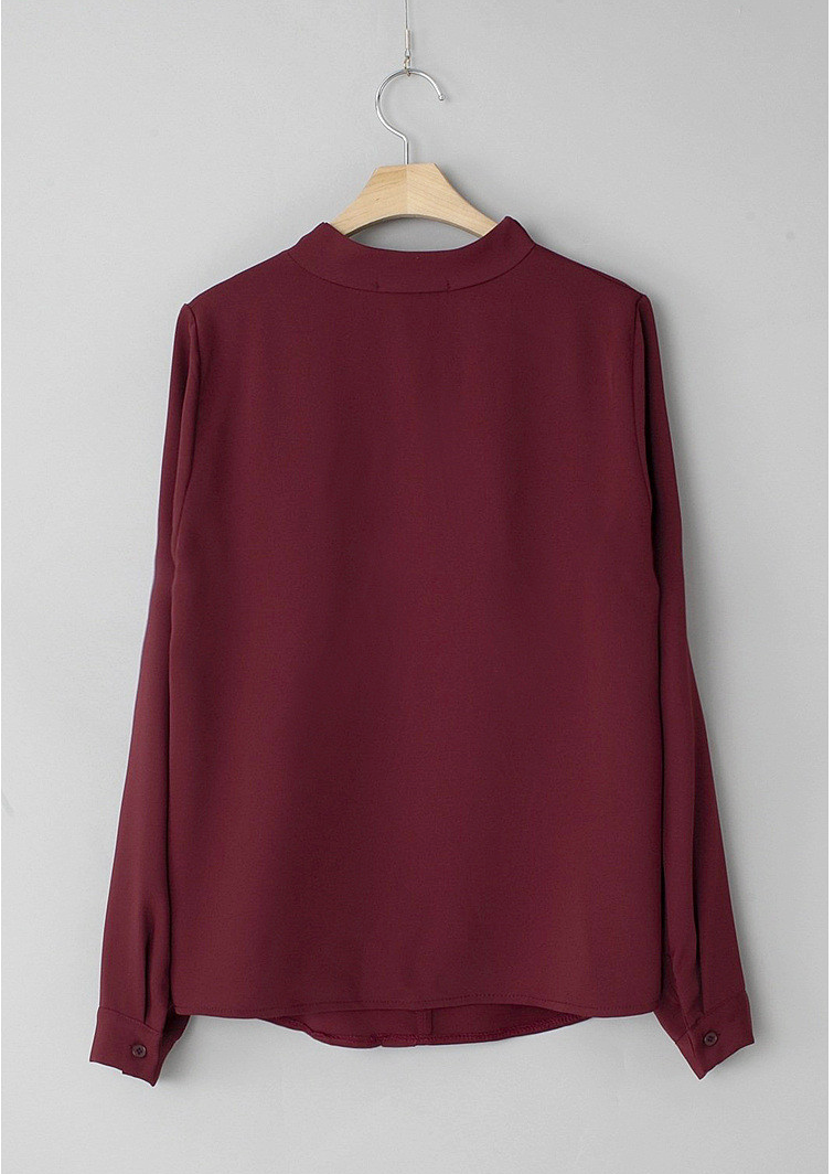 [66까지][메이드101]프릴넥 셔링 진주 블라우스 · Pearl Shirring Frill Neck Blouse