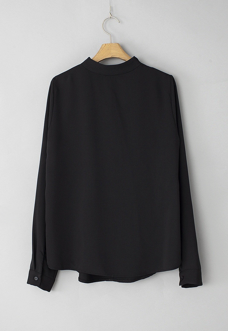 [66까지][메이드101]프릴넥 셔링 진주 블라우스 · Pearl Shirring Frill Neck Blouse