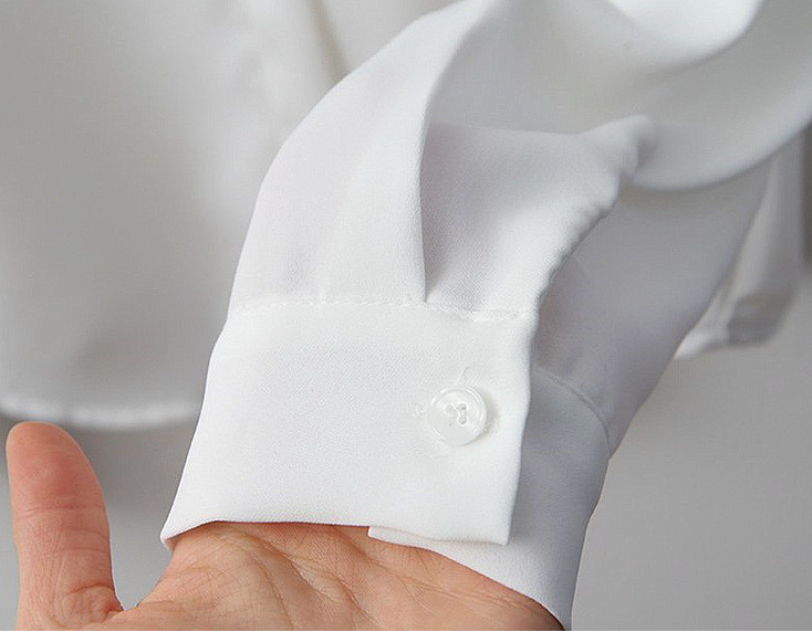 [66까지][메이드101]프릴넥 셔링 진주 블라우스 · Pearl Shirring Frill Neck Blouse