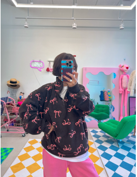 [88까지][메이퍼플] 리본 후라이스 기모 아노락 / Mapleple Ribbon Fleece Anorak