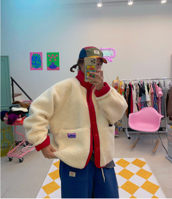 [88까지][메이퍼플]양면 토들 배색 점퍼 패딩 /Reversible Color-Block Padding Jacket