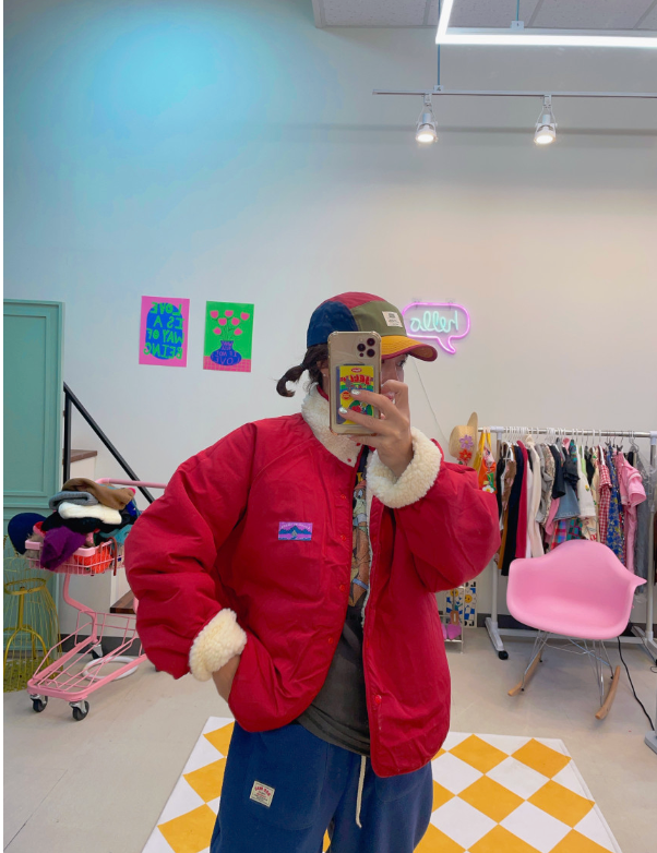 [88까지][메이퍼플]양면 토들 배색 점퍼 패딩 /Reversible Color-Block Padding Jacket