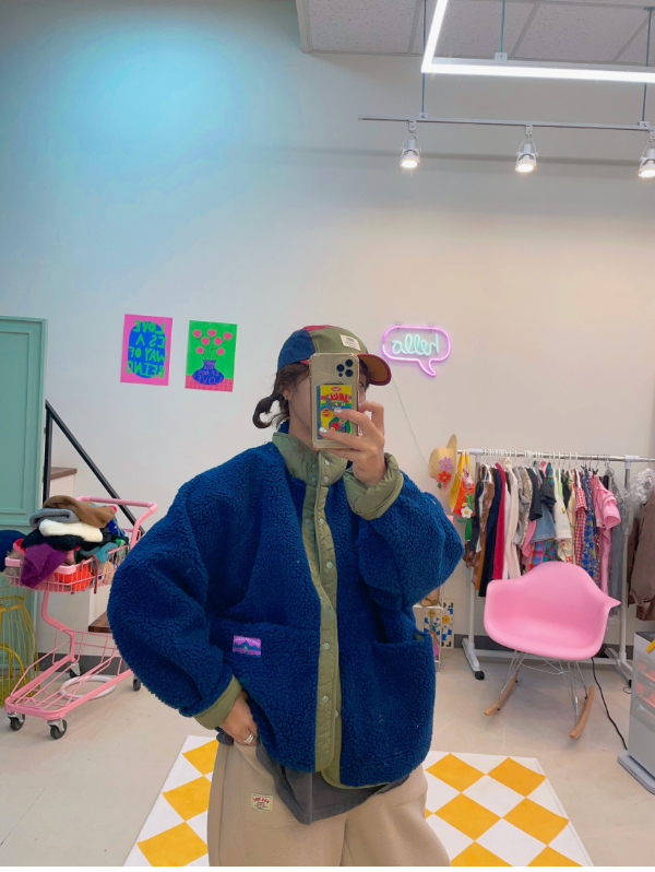 [88까지][메이퍼플]양면 토들 배색 점퍼 패딩 /Reversible Color-Block Padding Jacket