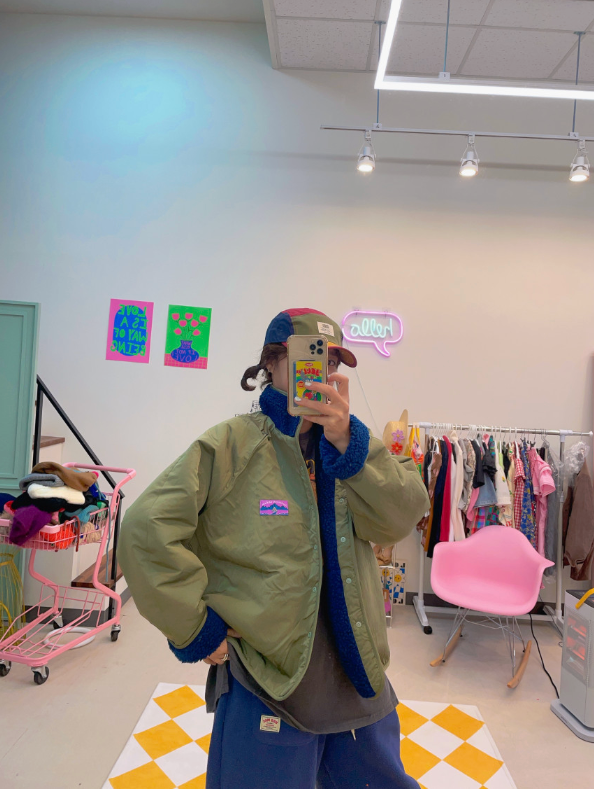 [88까지][메이퍼플]양면 토들 배색 점퍼 패딩 /Reversible Color-Block Padding Jacket