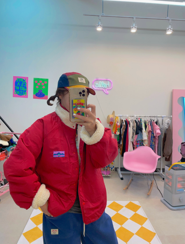 [88까지][메이퍼플]양면 토들 배색 점퍼 패딩 /Reversible Color-Block Padding Jacket