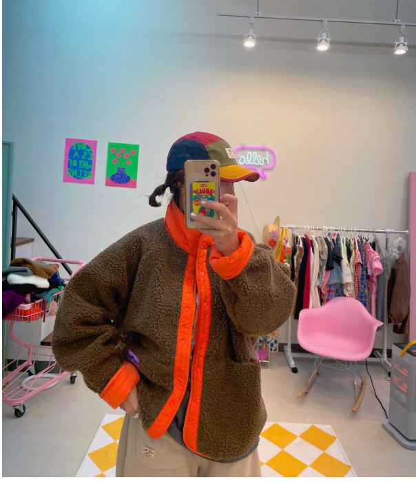 [88까지][메이퍼플]양면 토들 배색 점퍼 패딩 /Reversible Color-Block Padding Jacket