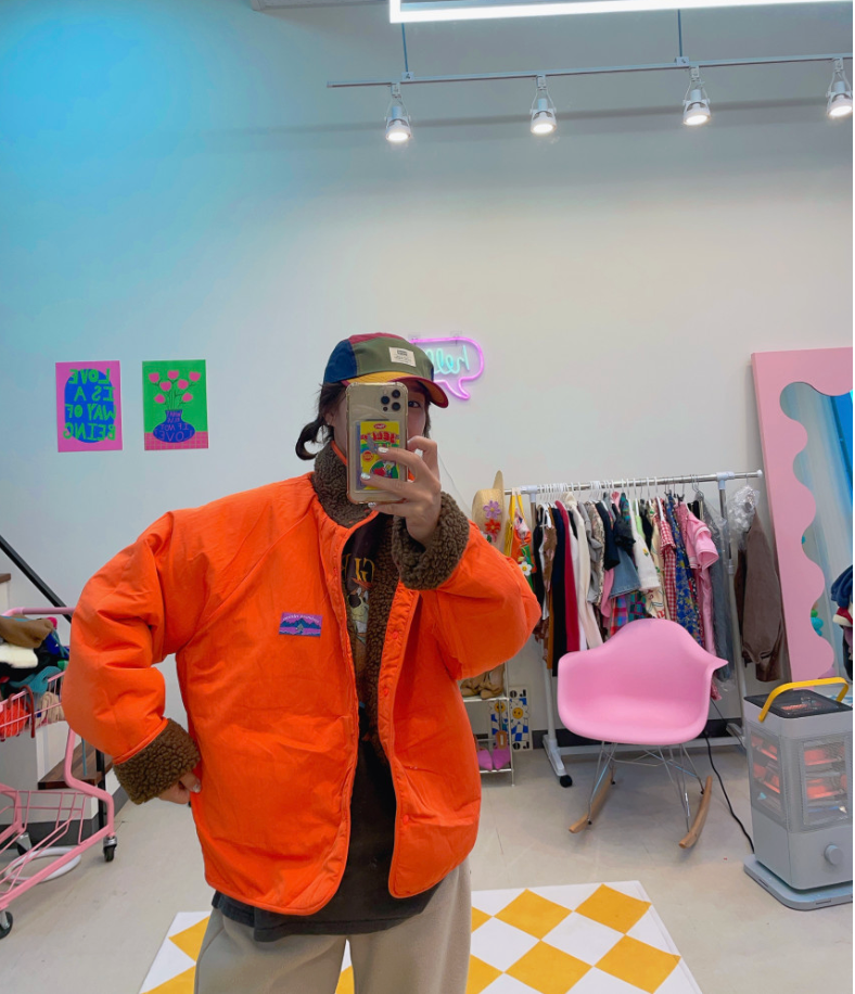 [88까지][메이퍼플]양면 토들 배색 점퍼 패딩 /Reversible Color-Block Padding Jacket