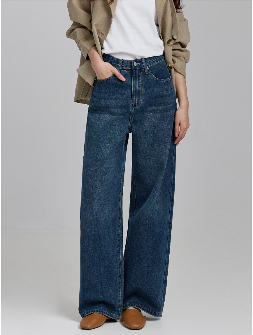 [S~2XL][노스판/노수선/노기모 베이직] 노컷진 와이드 데님 팬츠 5컬러 Wide Fit Denim Pants (5 Colors)