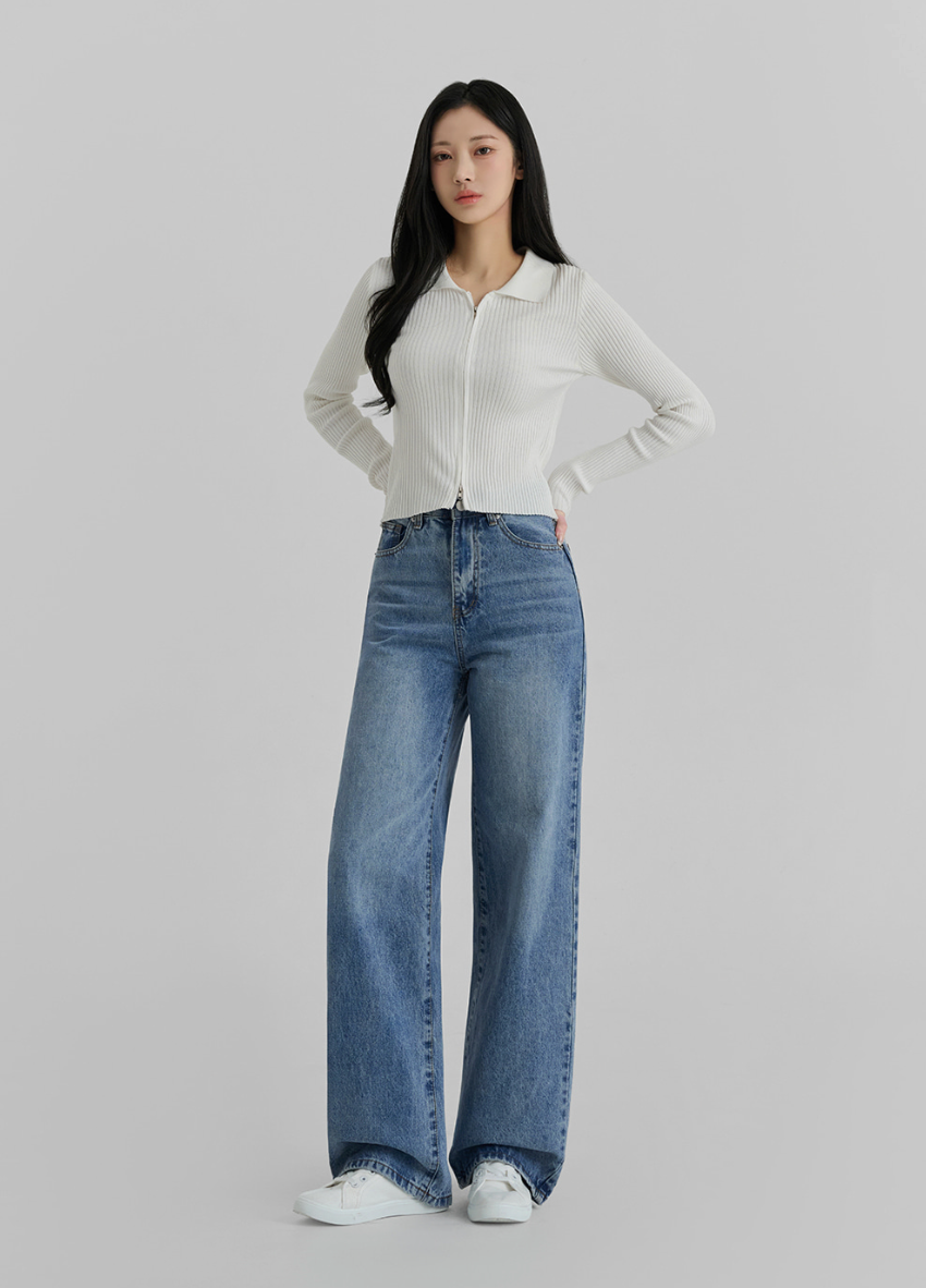 [S~2XL][노스판/노수선/노기모 베이직] 노컷진 와이드 데님 팬츠 5컬러 Wide Fit Denim Pants (5 Colors)