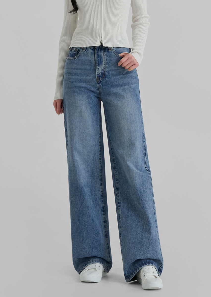 [S~2XL][노스판/노수선/노기모 베이직] 노컷진 와이드 데님 팬츠 5컬러 Wide Fit Denim Pants (5 Colors)