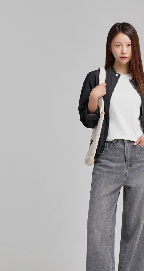 [S~2XL][노스판/노수선/노기모 베이직] 노컷진 와이드 데님 팬츠 5컬러 Wide Fit Denim Pants (5 Colors)