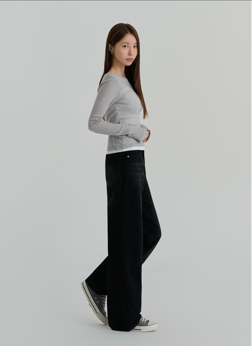 [S~2XL][노스판/노수선/노기모 베이직] 노컷진 와이드 데님 팬츠 5컬러 Wide Fit Denim Pants (5 Colors)