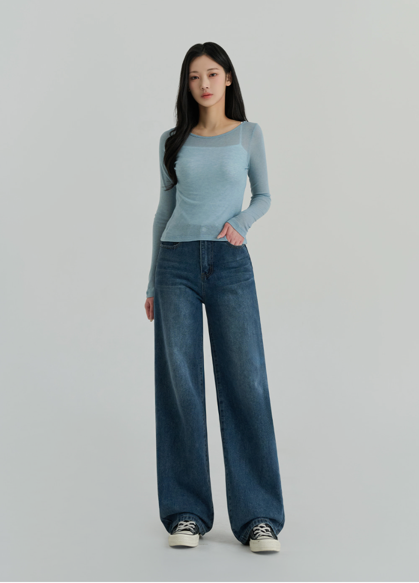 [S~2XL][노스판/노수선/노기모 베이직] 노컷진 와이드 데님 팬츠 5컬러 Wide Fit Denim Pants (5 Colors)