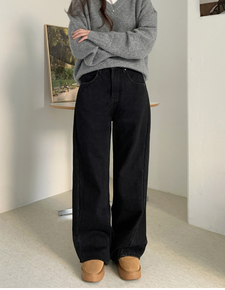 [S~XL][스판/노수선/기모or일반버전] 카일 절개 인밴딩 롱 와이드 인생청바지 (4color)/3-Length Cut Seam Banding Wide Denim Pants