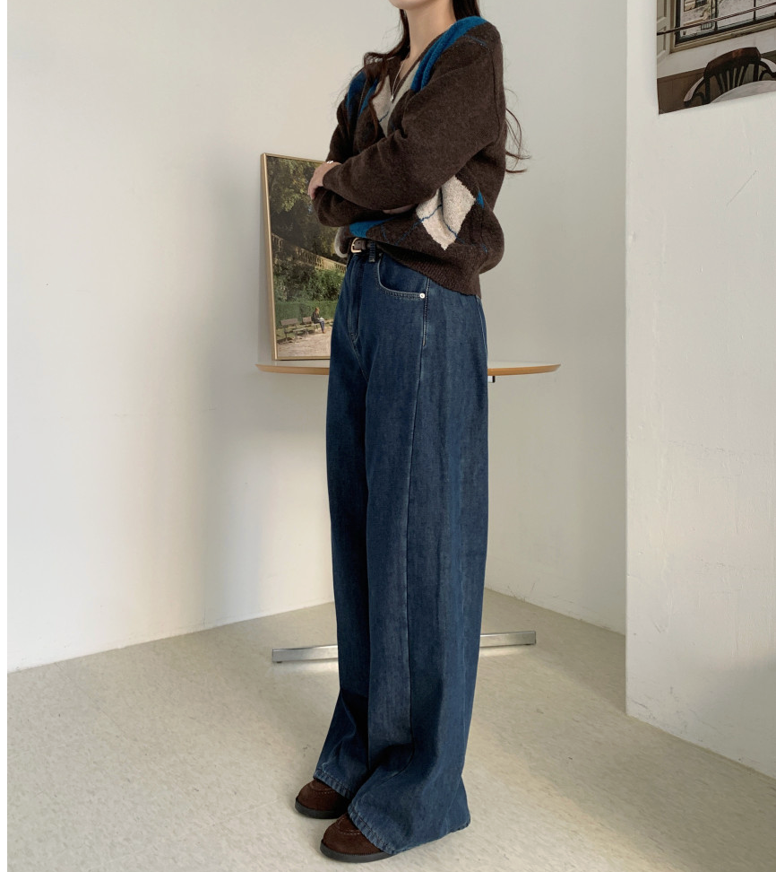 [S~XL][스판/노수선/기모or일반버전] 카일 절개 인밴딩 롱 와이드 인생청바지 (4color)/3-Length Cut Seam Banding Wide Denim Pants