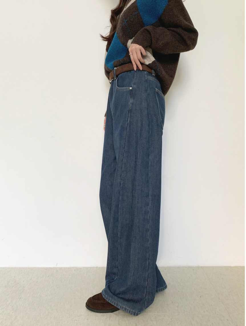 [S~XL][스판/노수선/기모or일반버전] 카일 절개 인밴딩 롱 와이드 인생청바지 (4color)/3-Length Cut Seam Banding Wide Denim Pants