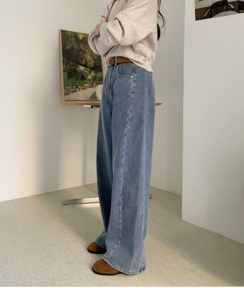 [S~XL][스판/노수선/기모or일반버전] 카일 절개 인밴딩 롱 와이드 인생청바지 (4color)/3-Length Cut Seam Banding Wide Denim Pants