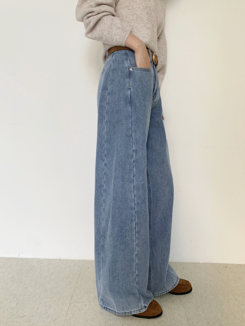 [S~XL][스판/노수선/기모or일반버전] 카일 절개 인밴딩 롱 와이드 인생청바지 (4color)/3-Length Cut Seam Banding Wide Denim Pants