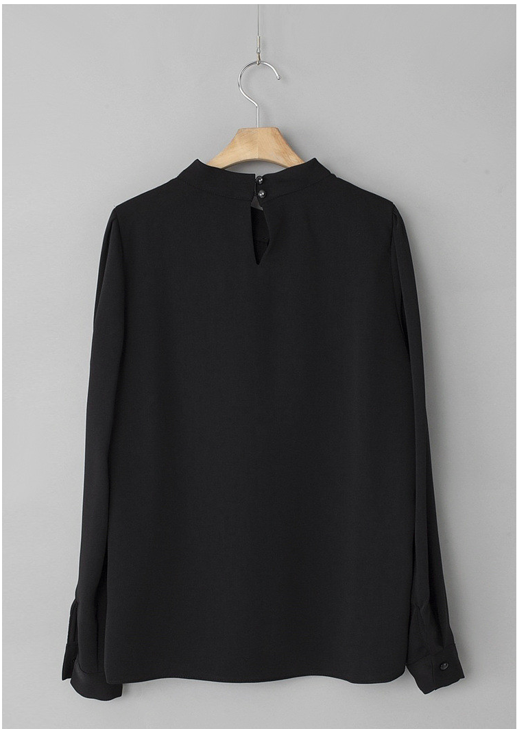 [66까지][메이드101]골드 진주 브로치 하이넥 정장 블라우스 Gold Pearl Brooch High-Neck Blouse