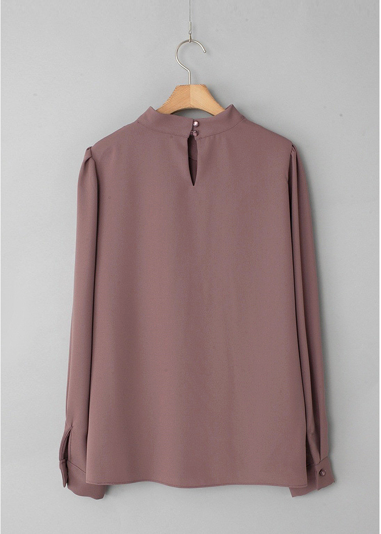 [66까지][메이드101]골드 진주 브로치 하이넥 정장 블라우스 Gold Pearl Brooch High-Neck Blouse