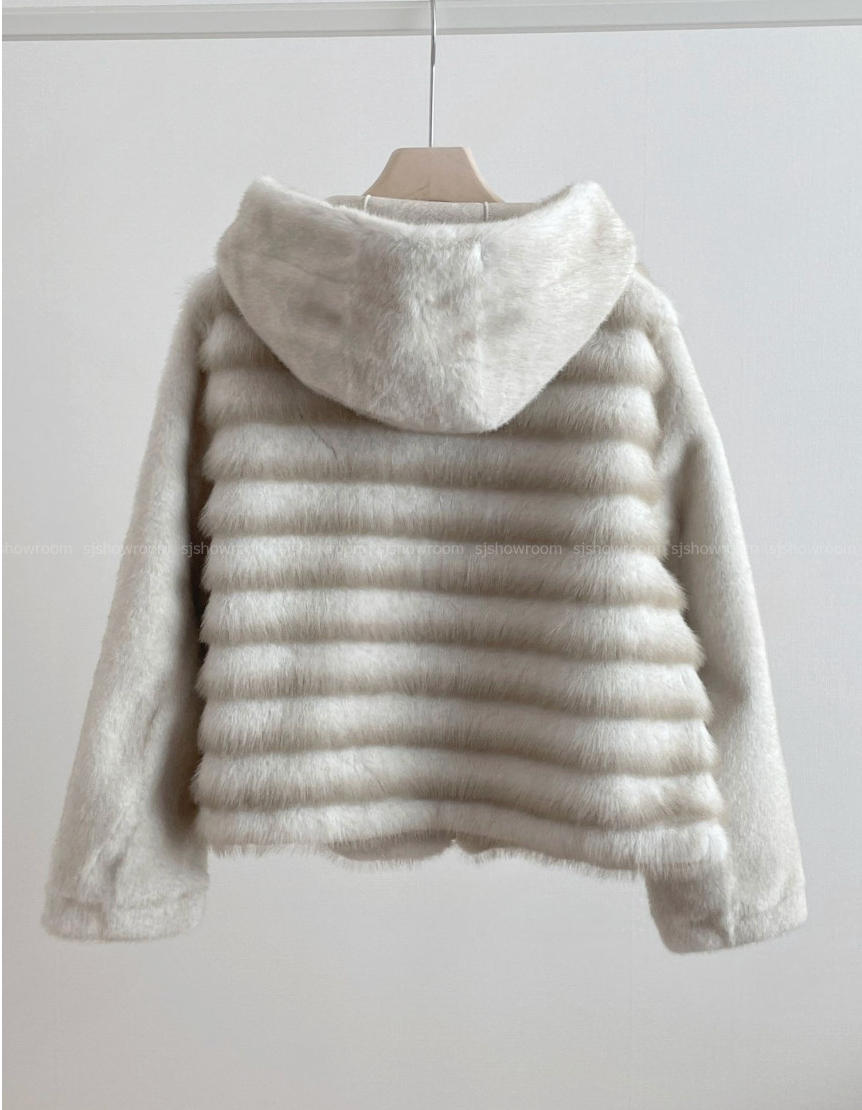 [77까지][밍크같은]25FW 후드 밍크 숏 코트 자켓 / 25FW Hooded Faux Mink Short Coat Jacket