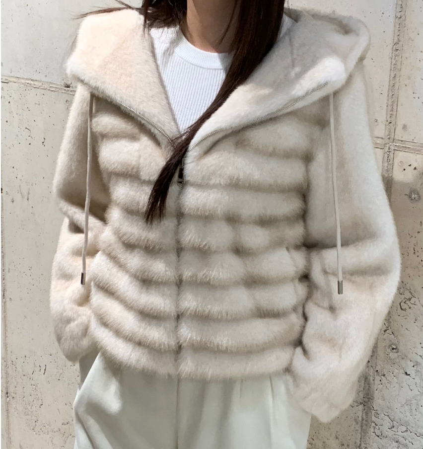 [77까지][밍크같은]25FW 후드 밍크 숏 코트 자켓 / 25FW Hooded Faux Mink Short Coat Jacket